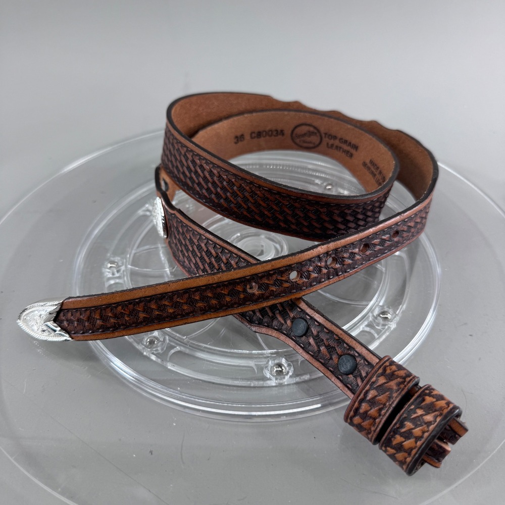 Silver Creek Classics Womens Leather Western Belt Heart Conchos Basketweave 36